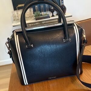 Calvin Klein Black Handbag with White Trim